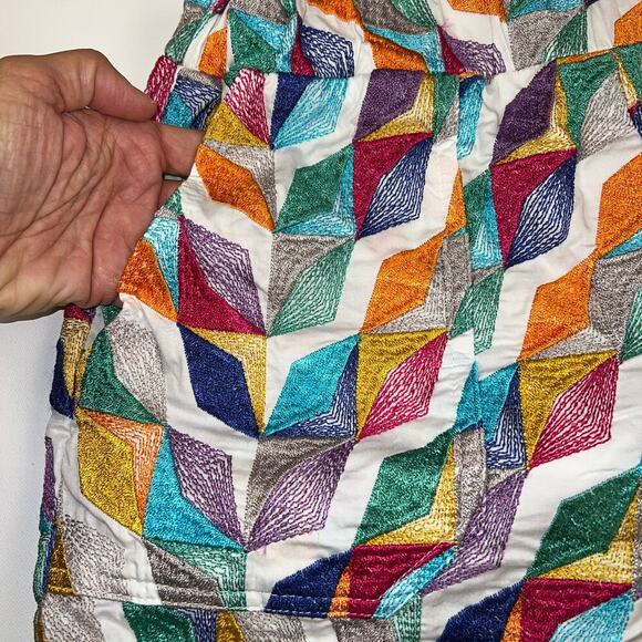 Willa Story Palmer Pull On Shorts Colorful Embroidered Kaleidoscope Lined Size L - Picture 3 of 8